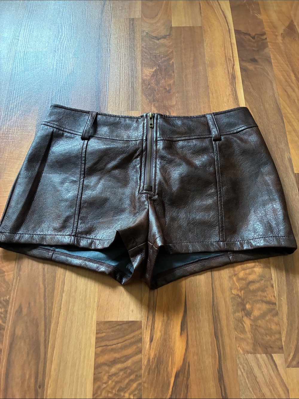 SHEIN Brown Faux Leather High Waist Shorts